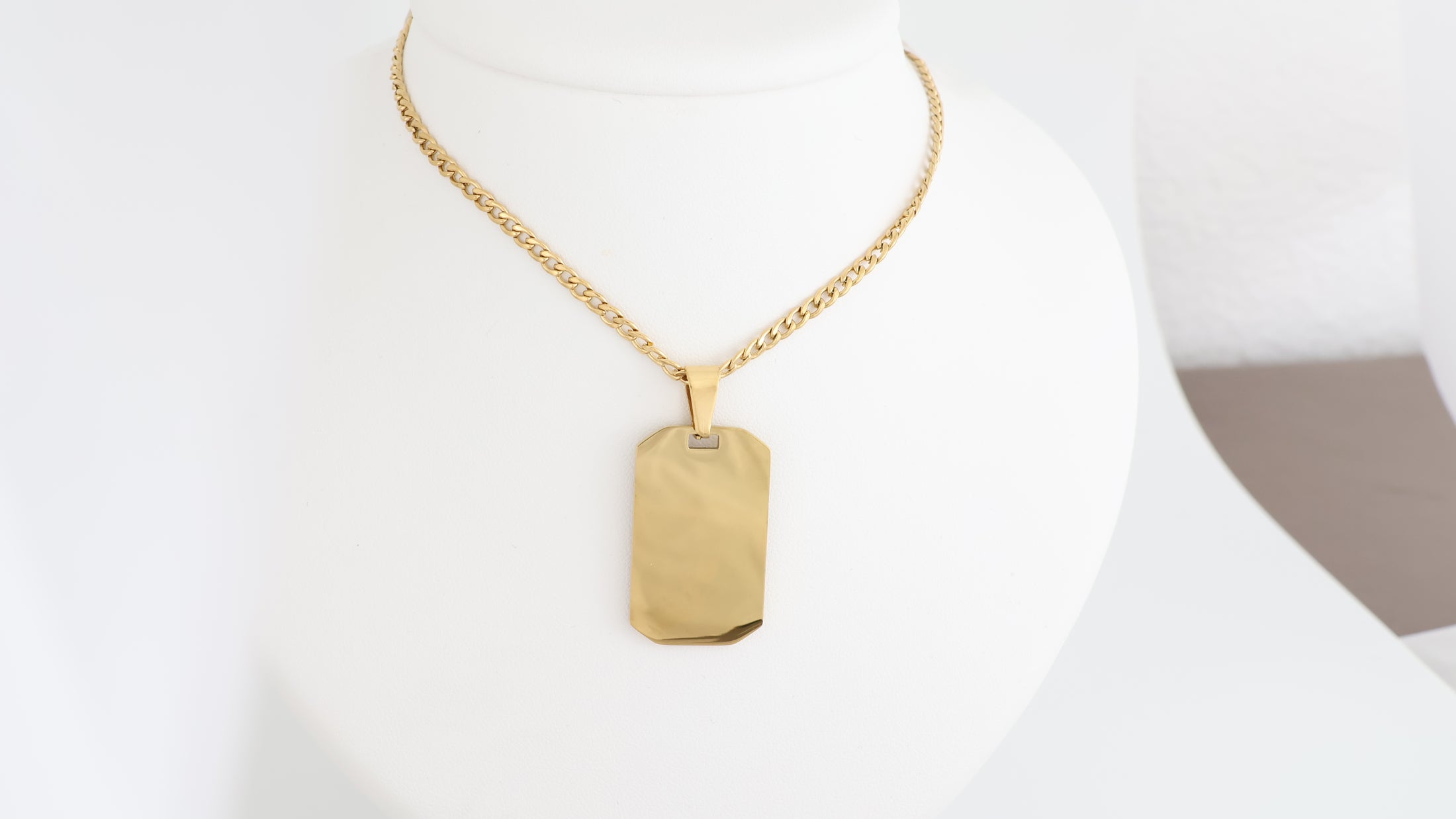 Stainless steel octagon dog tag pendant with necklace