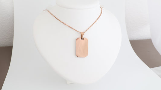 Stainless steel octagon dog tag pendant with necklace