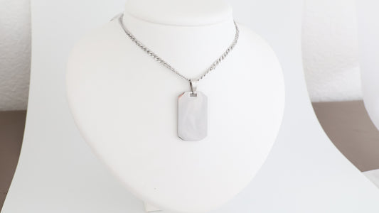 Stainless steel octagon dog tag pendant with necklace