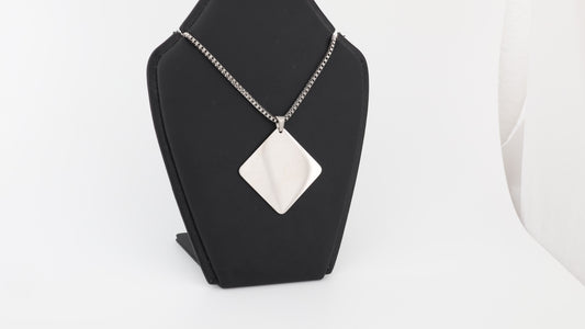 Stainless steel kite style square pendant with necklace