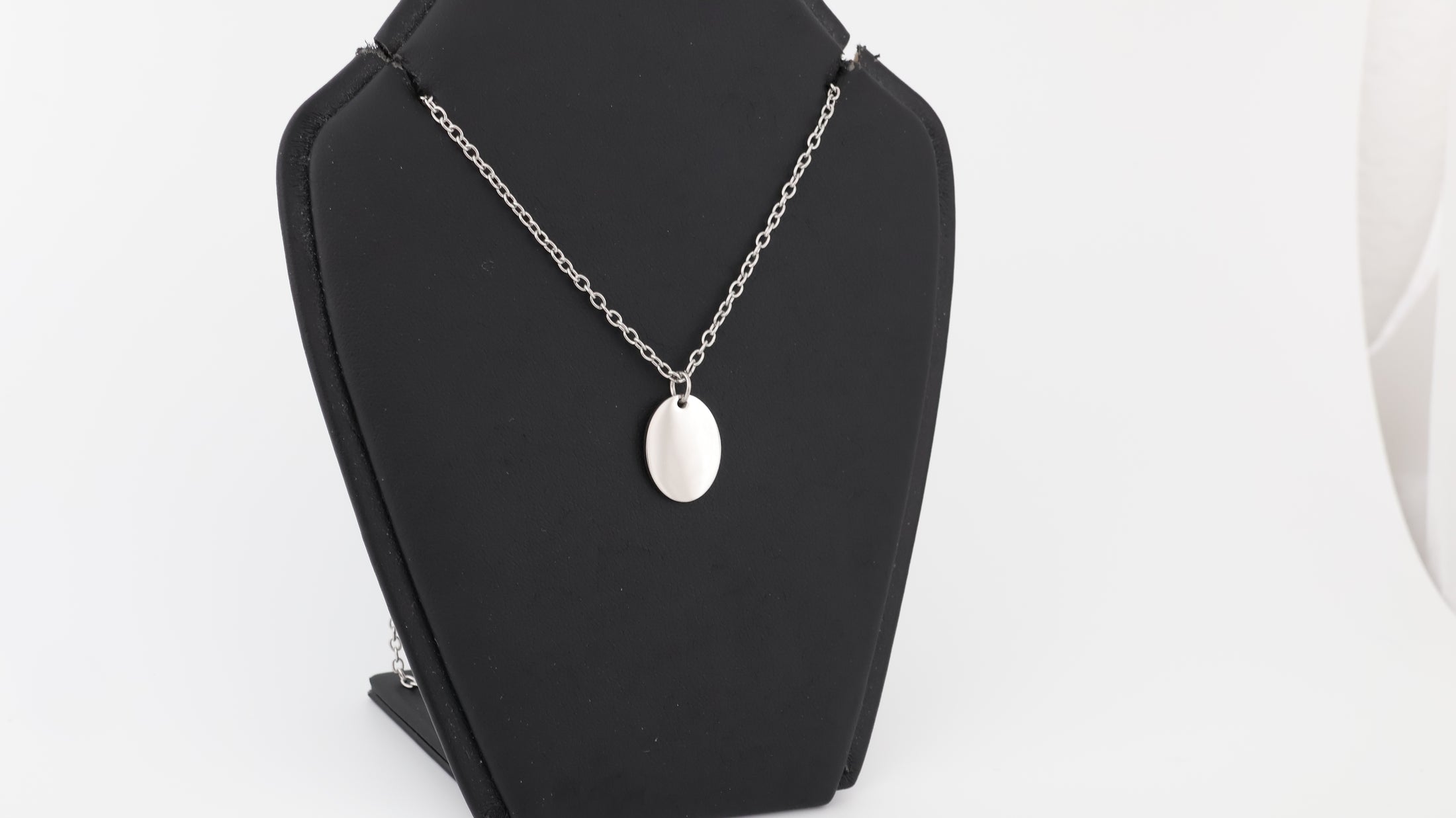 Stainless steel oval pendant with necklace