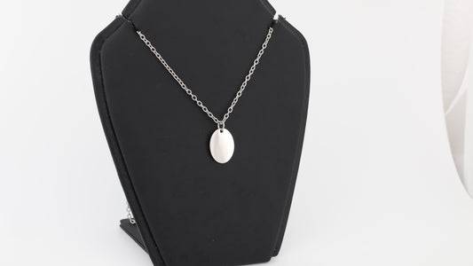 Stainless steel oval pendant with necklace