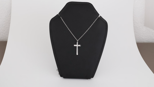 Stainless cross pendant with necklace small