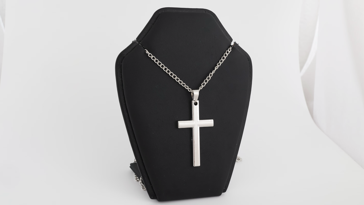Stainless steel big cross pendant with necklace