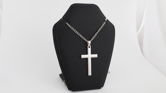 Stainless steel big cross pendant with necklace