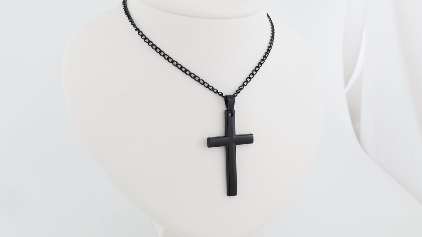 Stainless steel big cross pendant with necklace