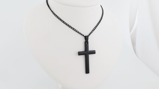 Stainless steel big cross pendant with necklace