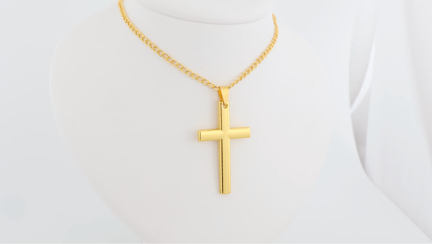 Stainless steel big cross pendant with necklace