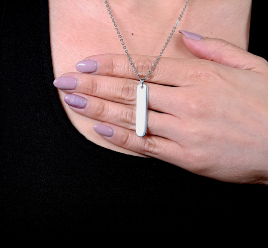 Stainless steel up and down bar pendant with necklace